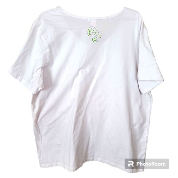 Pepe Jeans Women's Size 3X White Oversized Scoopneck T-Shirt Green Logo Vintage - Picture 2 of 7